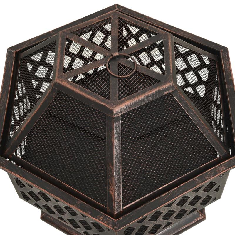XXL Heavy-Duty Steel Fire Pit Basket with Ignition System - Large Outdoor Wood-Burning Stove for Garden, & Terrace - Rustic Portable, Chimney-Like Design (62x54x56cm) - Durable Metal Fire Pit for Backyard Warmth
