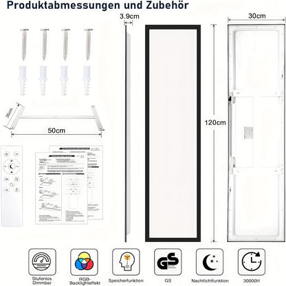 Set Van 5 LED Plafondlampen – LED Paneellamp – Plafondverlichting – Plafondlamp – LED Panelen – 120cm Ultra-dun – Dimbaar Met RGB Kleuren – 40W Energiebesparend