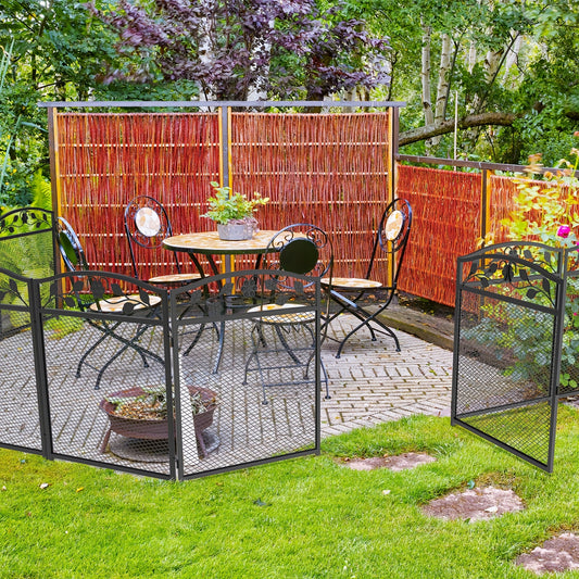 5 Pack Metal Garden Fencing: Decorative Garden Fence Panels 110cm Tall 60cm Wide Black Coated Metal Fencing Border Outdoor, Heavy Duty Steel Landscape Yard Border for Outside Patio Decor High Animal Barrier