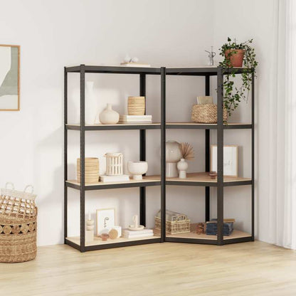 4-laagse Opbergrekken – Opbergrekken – Opbergkast – Planken – Stelling – Antraciet Industrieel Design – Heavy-Duty Stalen Frame – Houten Planken
