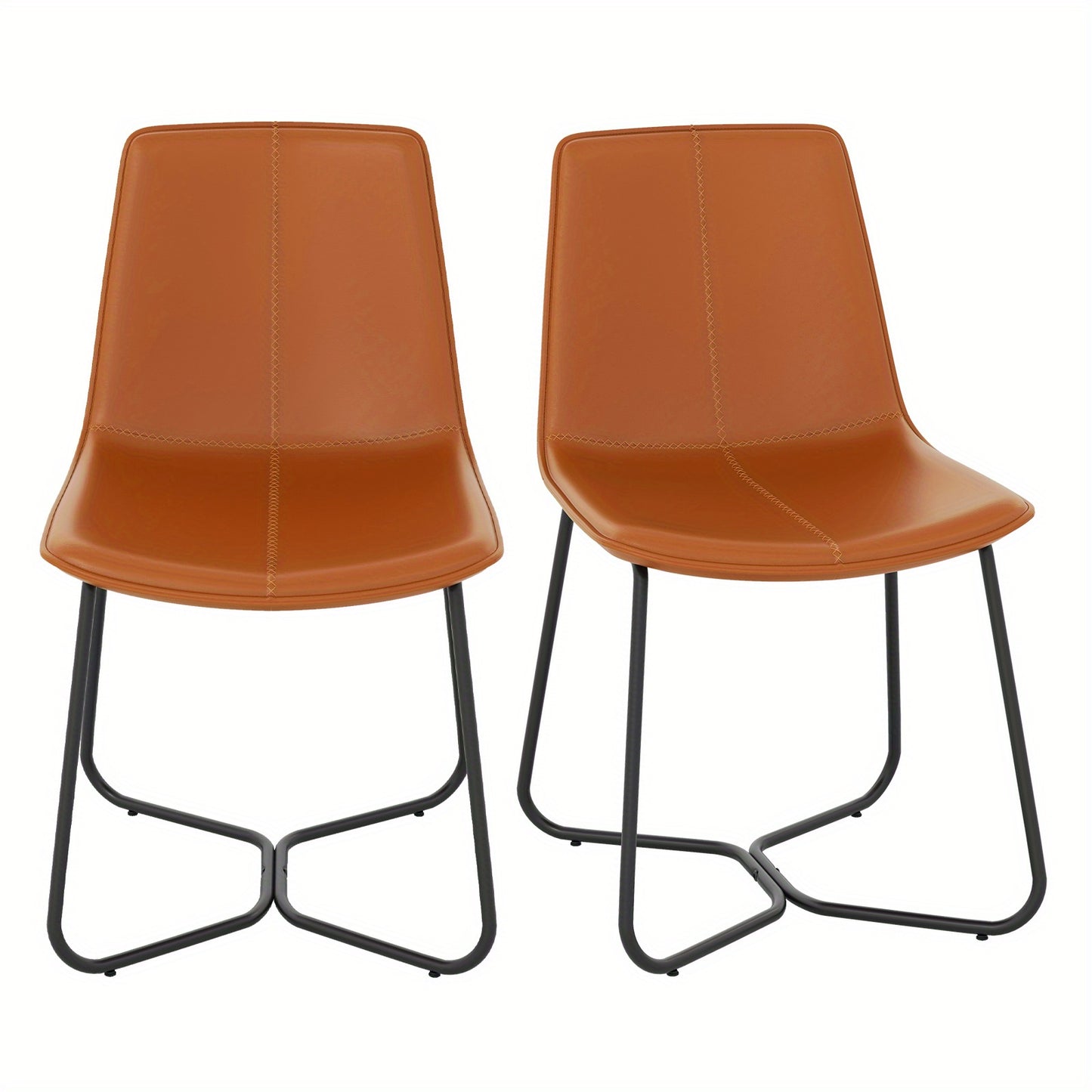 Eetkamerstoelen Set van 2 – Stoelen – Kuipstoelen – Keukenstoelen – Bistrostoelen – PU Leder Bekleding – Metalen Poten – Ergonomisch Comfort – Vintage Design Bruin