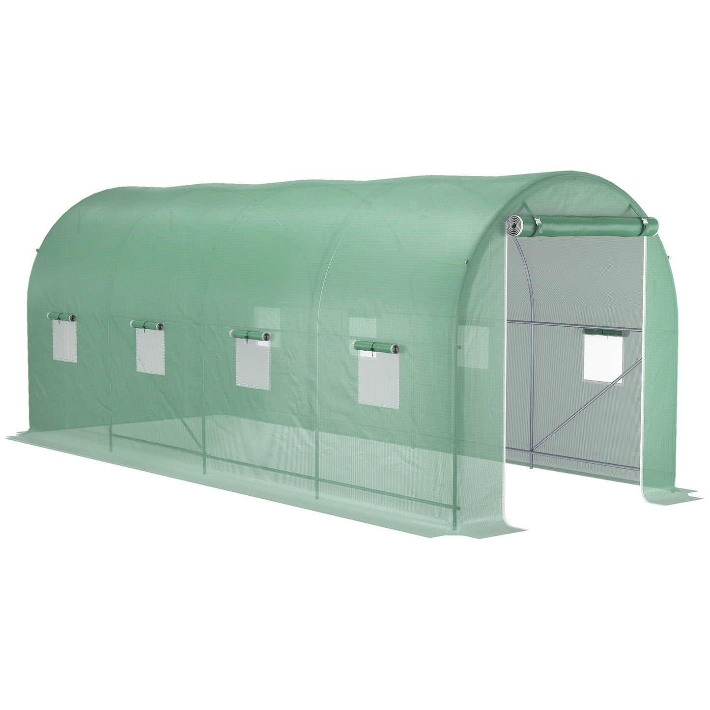Tuinkas – Kweekkas – Broeikas – Foliekas – Tunnelkas – Gegalvaniseerd Staal Frame – 10 m² Met 8 Roll-up Ramen