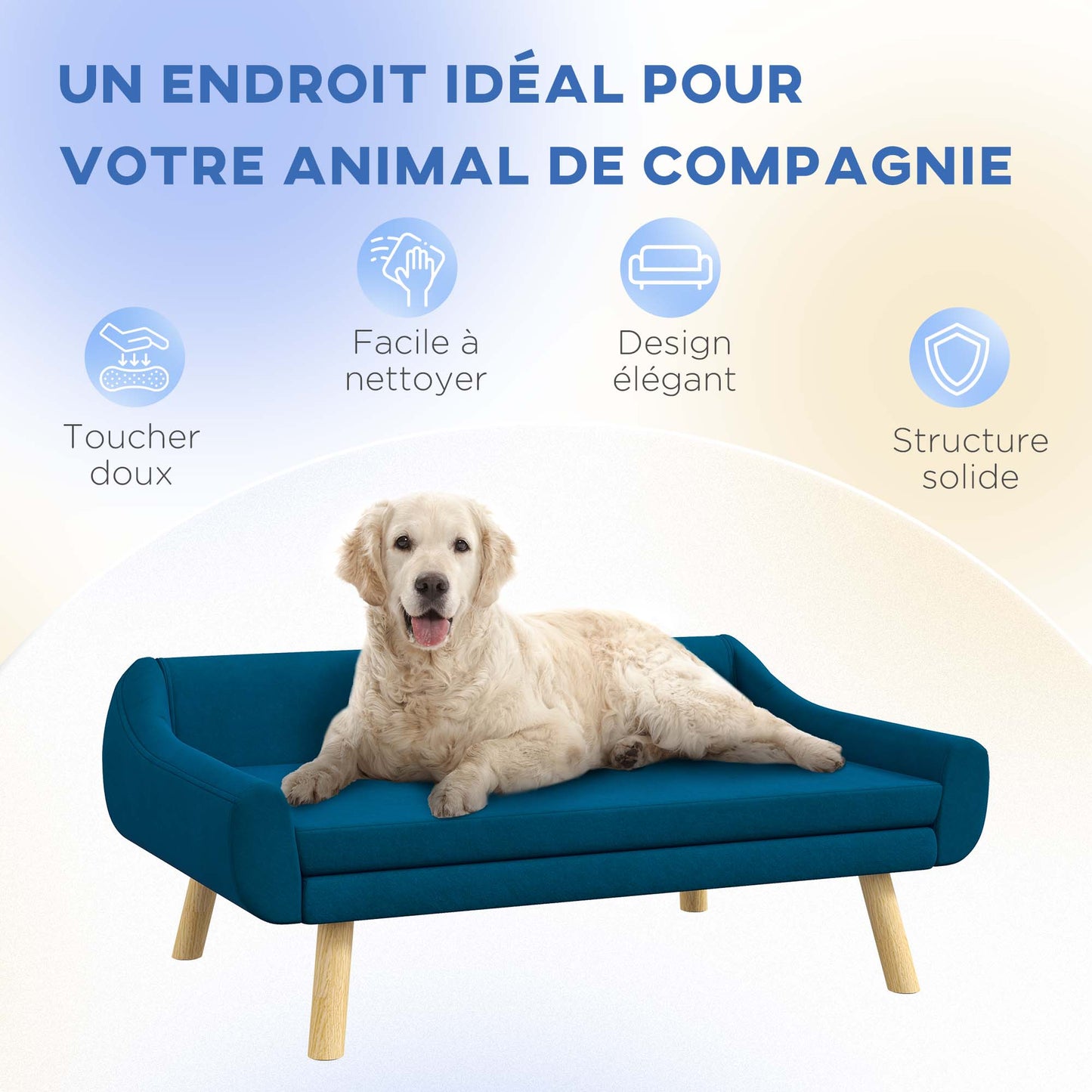Huisdierbed – Dierenbank – Hondenbed – Kattenbed – Sofa – Scandinavisch Design – Afneembaar Wasbaar Kussen – Zacht Fluweel Polyester