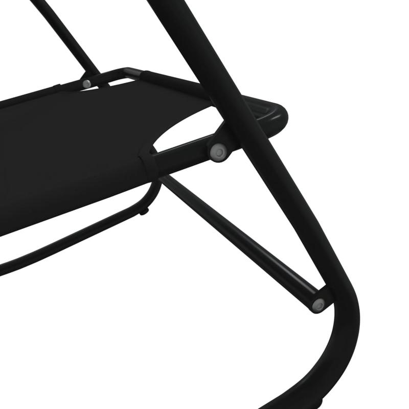 2-Piece Steel and Textilene Black Folding Rocking Chair Set – Large, Padded, Portable, and Sturdy Rocking Chair for Camping, Patio, Garden, and Outdoor Use, Perfect for Adults