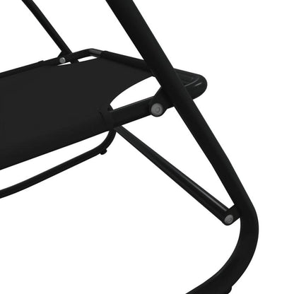 2-Piece Steel and Textilene Black Folding Rocking Chair Set – Large, Padded, Portable, and Sturdy Rocking Chair for Camping, Patio, Garden, and Outdoor Use, Perfect for Adults