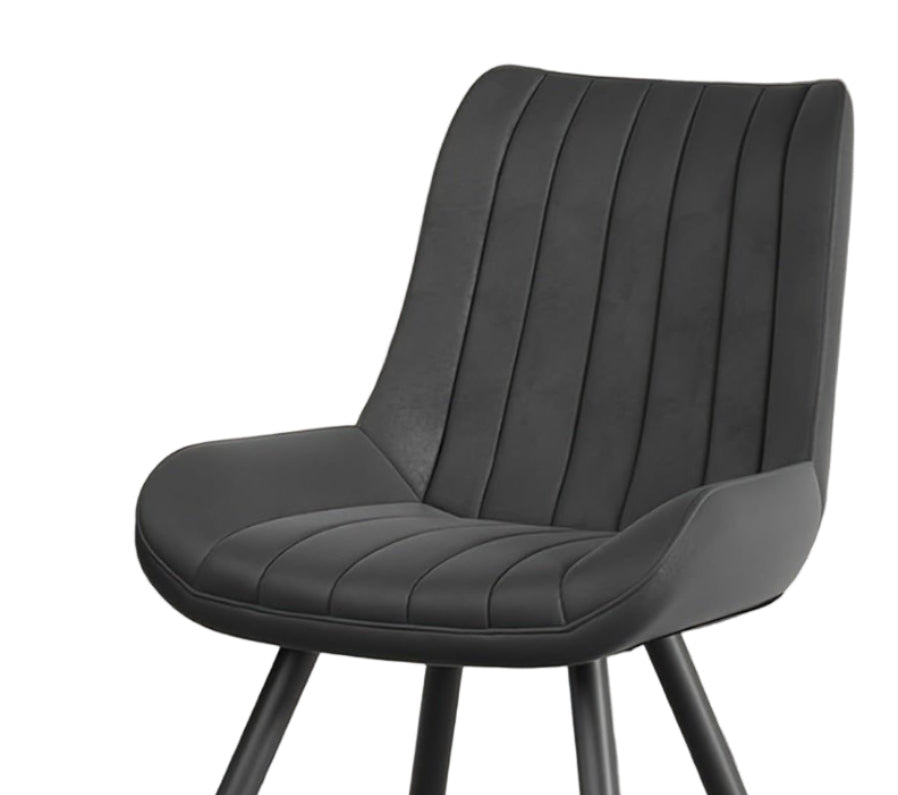 Eetkamerstoel – Stoel – Draaistoel – Keukenstoel – Bureaustoel – Ergonomisch Design – Zachte Schuimvulling – Zwart – Set van 2 – Synthetische Bekleding – Met Armleuningen – Metalen Frame