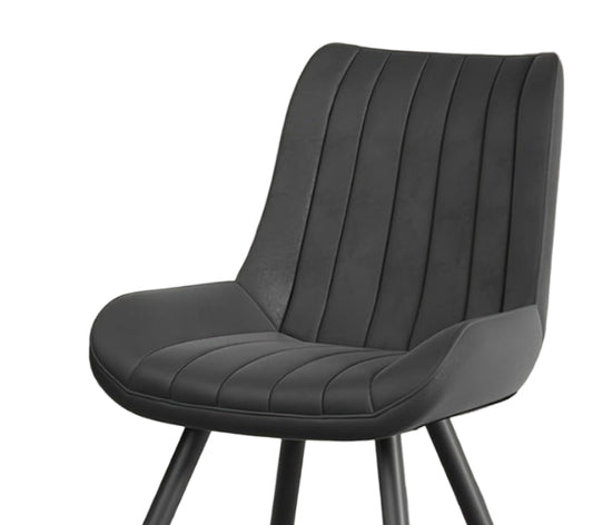 Eetkamerstoel – Stoel – Draaistoel – Keukenstoel – Bureaustoel – Ergonomisch Design – Zachte Schuimvulling – Zwart – Set van 2 – Synthetische Bekleding – Met Armleuningen – Metalen Frame