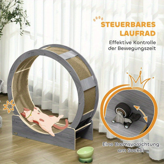 Kattenspeelrad – Kattenloopwiel – Kattenwiel – Kattenfitness – Kattengym – 91 cm Diameter – Siliconen Oppervlak Met Remfunctie