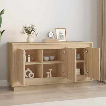 Sideboard – Dressoir – Opbergkast – Wandmeubel – Braun – Sonoma Eikenhoutlook – Stevig Houtmateriaal – Compact Formaat 102x35x55 cm