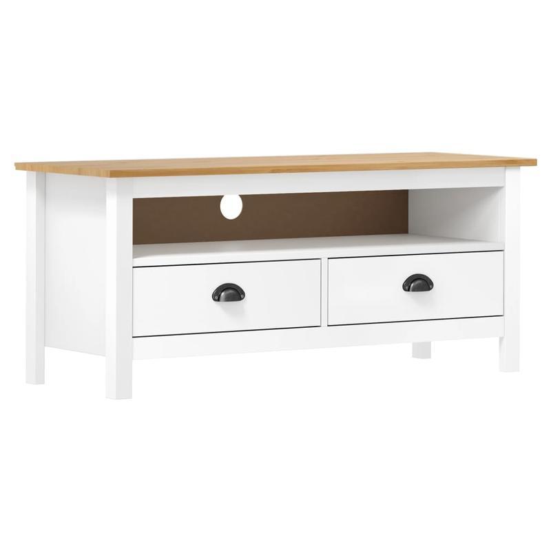 Tv-meubel – Tv-kast – TV Meubel – Dressoir – TV Dressoir – Wit – Massief Hout – Compact 69 cm Hoog – 3,2 Kubieke Voet Opbergruimte