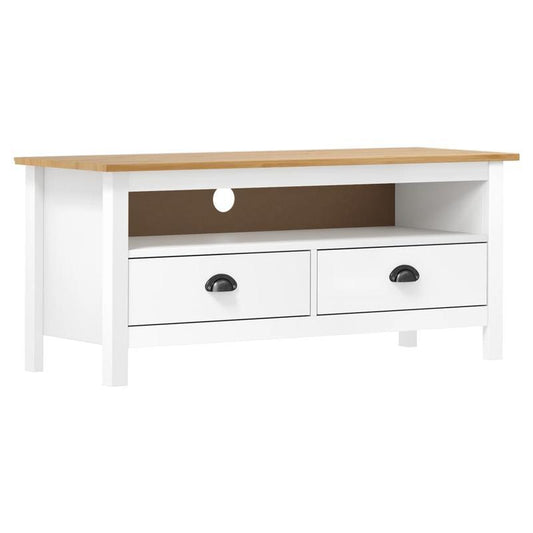 Tv-meubel – Tv-kast – TV Meubel – Dressoir – TV Dressoir – Wit – Massief Hout – Compact 69 cm Hoog – 3,2 Kubieke Voet Opbergruimte