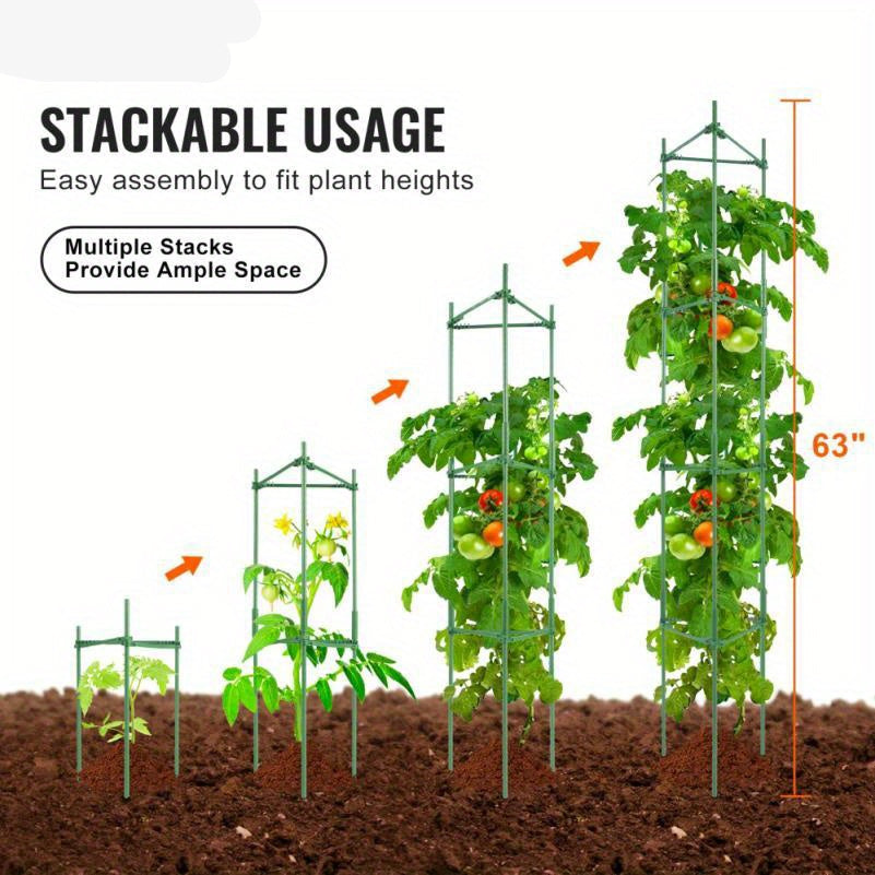 Tomatensteunen – Tomatenrek – Plantsteunen – Groentehulp – Kwekerij Steunen – 4 Stuks – Metaal – 160 cm Hoog – Extra Stevig – Duurzaam