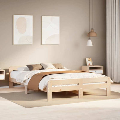 Bedframe – Tweepersoonsbed – Bed – Massief Houten Bed – Houten Ledikant – Dennehouten Materiaal – Geschikt Voor Matras 150x200 Cm – Stevig En Duurzaam