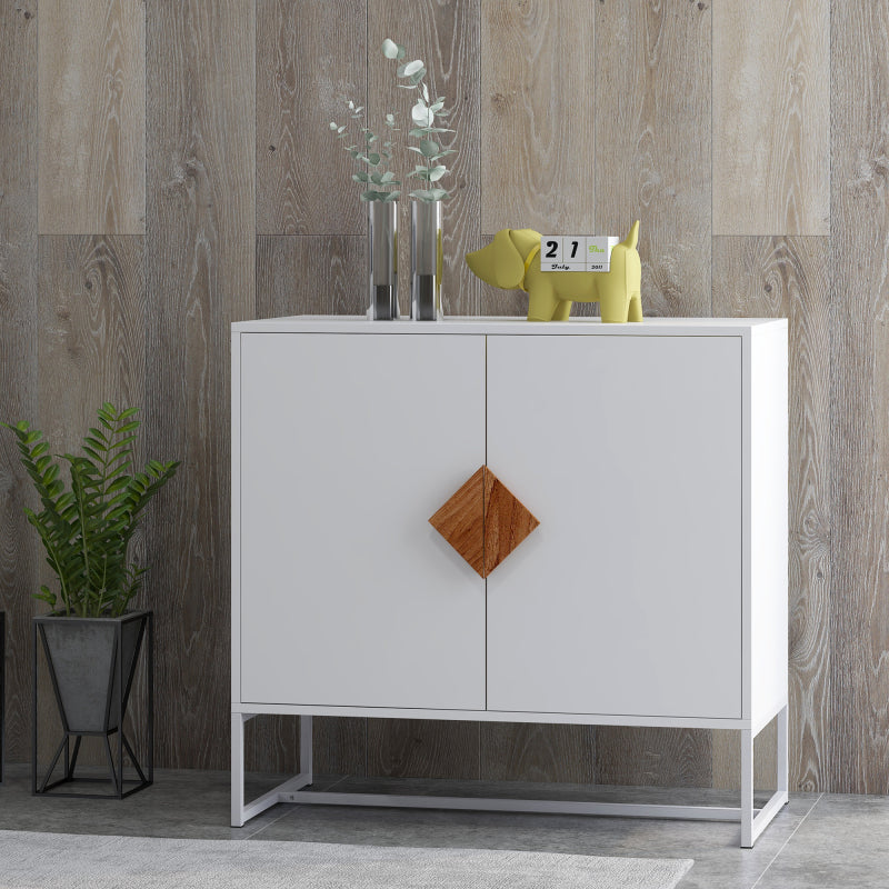 Houten Dressoir – Kast – Opbergmeubel – Dressoirkast – Sideboard – Wit Mat – MDF en IJzer – Ruime Opbergruimte – Stevig Tot 36 Kg Belastbaar