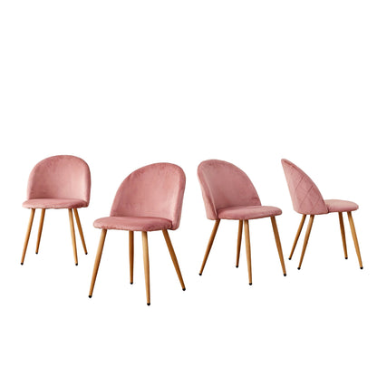 Eetkamerstoel – Stoel – Armstoel – Keukenstoel – Bureaustoel – Set van 4 – Roze Suède Bekleding – Beukenhouten Poot
