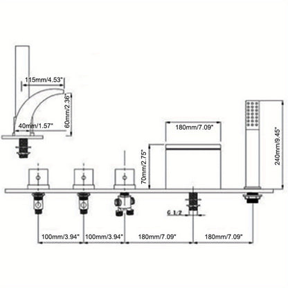 Badkraan – Badmengkraan – Badthermostaat – Douchekraan – Badarmatuur – Messing Met Chroom Afwerking – Compleet Met Handdouche En Watervaluitloop