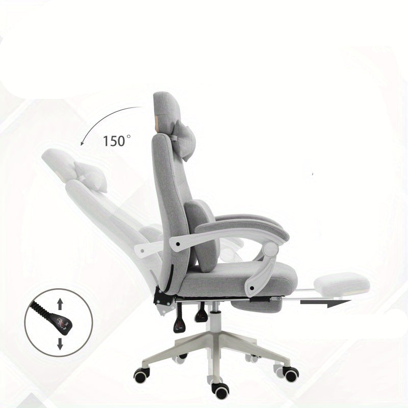 Bureaustoel – Gamingstoel – Office Chair – Draaistoel – Computerstoel – Verstelbare zithoogte 62-68 cm – Ergonomische lendensteun en hoofdsteun – Duurzaam polyester schuim – 5-wielensysteem voor optimale mobiliteit