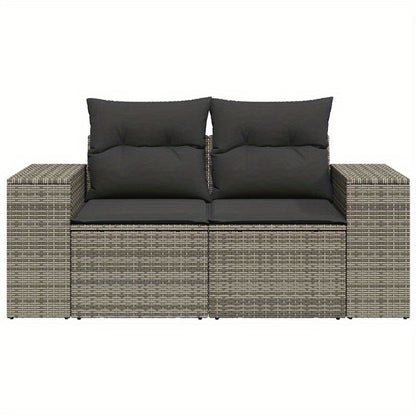 Buitensofa – Loungeset – Tuinbank – Loungemeubel – 2-zits Sofa – Weerbestendig Rotan – Comfortabele Kussens – Stijlvol Grijs