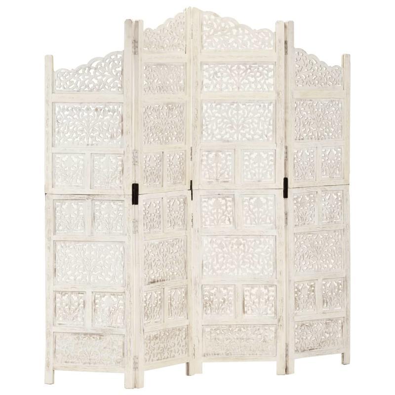 4-Panel kamerverdeler – Kamerscherm – Scheidingswand – Vouwscherm – Privacy scherm – Blanc – Lichtgewicht & Eenvoudig Montage – Afmeting 160x165 cm