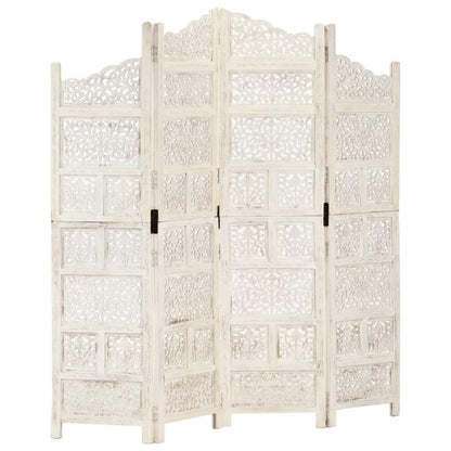 4-Panel kamerverdeler – Kamerscherm – Scheidingswand – Vouwscherm – Privacy scherm – Blanc – Lichtgewicht & Eenvoudig Montage – Afmeting 160x165 cm