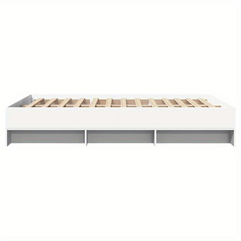 Modern Minimalist White Bed Frame - Extra Large European King Size (140x200cm), Heavy-Duty Hardwood Construction, Easy Assembly, Sturdy & Space-Efficient Design for Master Bedrooms & Guest Rooms - Durable Modern Furniture, Be