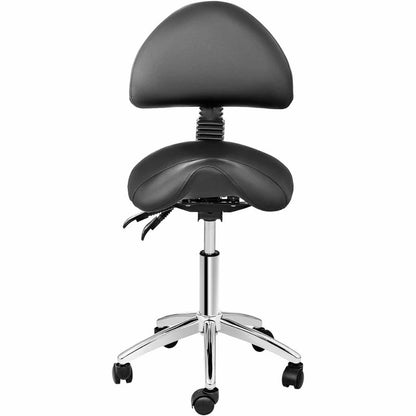 Adjustable Swivel Saddle Cosmetic Chair with Backrest - BERLIN, Black