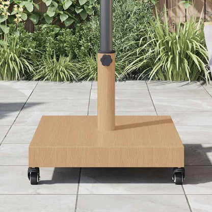 Parasolvastzetter – Parasolvoet – Parasolhouder – Parasolstandaard – Parasolpen – Licht Houtdesign – 45x45x31,5 cm – Weerbestendig & Met Remmen - Bruin