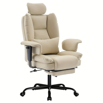 Bureaustoel – Ergonomische Stoel – Kantoorstoel – Draaistoel – Werkstoel – Memory Foam Zitting – Verstelbare Hoogte – Zware Draagcapaciteit – Beige