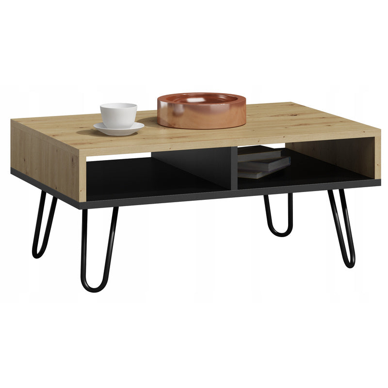 Salontafel – Koffietafel – Bank – Bijzettafel – Loungebank – Gelamineerd Spaanplaat – Metalen Poot – 100x50x55 cm – Zonder Elektriciteit