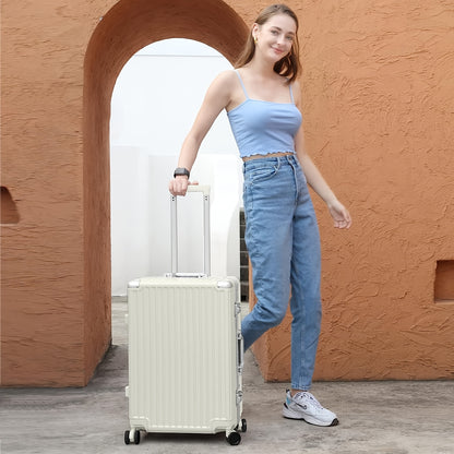 Aluminium Koffer – Harde Koffer – Reiskoffer – Handbagage – Spinner Wielen – TSA Slot – Zilver – 20 Inch – Lichtgewicht – ABS Behuizing