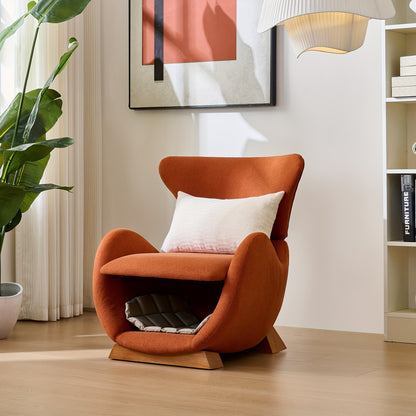 Huisdierbankje – Kattenbank – Hondenbed – Dierenbank – Slaapbank – Bamboe Frame – Memory Foam Vulling – Oranje Bekleding – Anti-Kras – Stabiel Voor Harde Vloeren