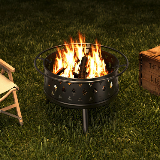 Tuinhaard Buiten – Vuurkorf – Vuurschaal – Openhaard – Terrashaard – Diameter 83 cm – Inclusief Grill en Weerbestendige Cover – Zwart