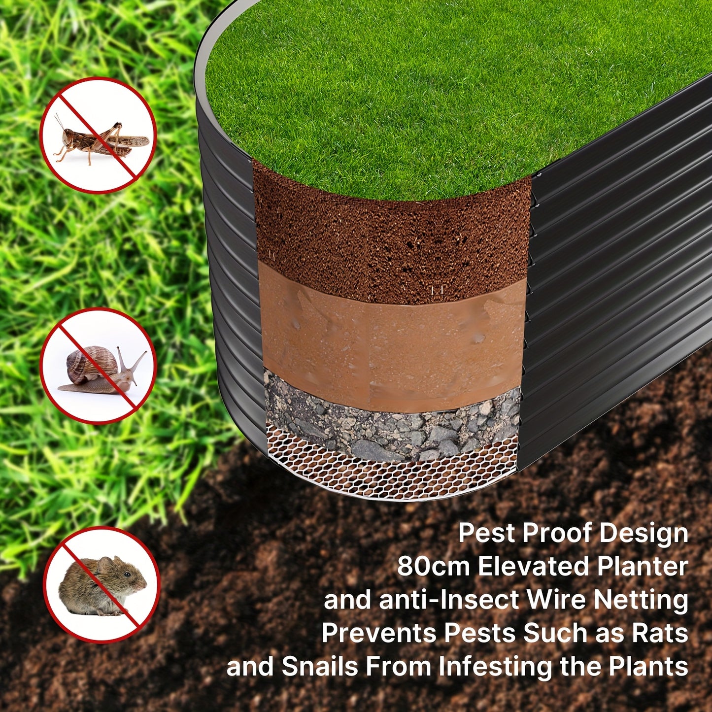 Hoogtebak Tuin – Verhoogd Plantenbed – Moestuinbak – Kruidenbak – Bloembak – Metalen Set – Roestbestendig – Ergonomisch Hoog – 160x80x80 cm