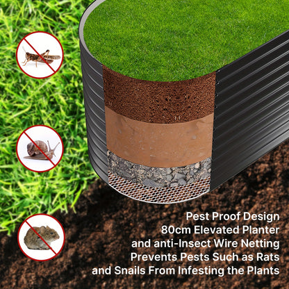 Hoogtebak Tuin – Verhoogd Plantenbed – Moestuinbak – Kruidenbak – Bloembak – Metalen Set – Roestbestendig – Ergonomisch Hoog – 160x80x80 cm
