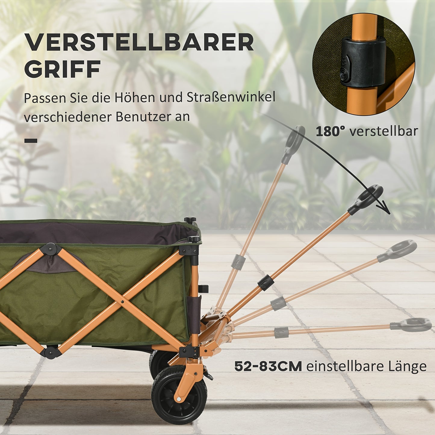 Strandwagen – Bolderkar – Transportwagen – Bolderwagen – Opvouwbare Trolley – Max. 120 Kg – Stevig Metalen Frame – Groen