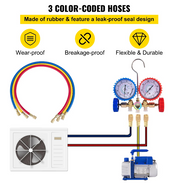 Vacuumpomp - 1.8CFM - 2 fasen - 1HP Koelmiddel Vacuümpomp - Koelgereedschap - HVAC-koeling - met spruitstukmeter - Blauw - QUORE