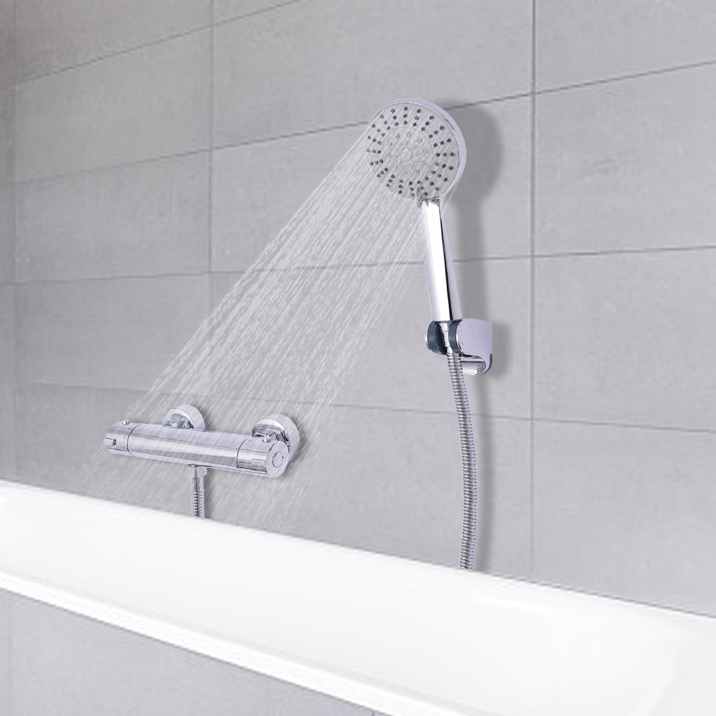 Badkraan – Badmengkraan – Douchekraan – Mengkraan – Badthermostaat – Met Handdouche – Wandmontage – Temperatuurbeveiliging – Corrosiebestendige Afwerking