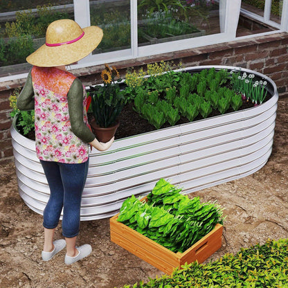 Hoogtebed tuin – Verhoogde plantenbak – Moestuinbak – Kruidenbak – Plantvak – Ovaal 180x90x60 cm – Galvaniseerd Staal – Roestvrij en Duurzaam