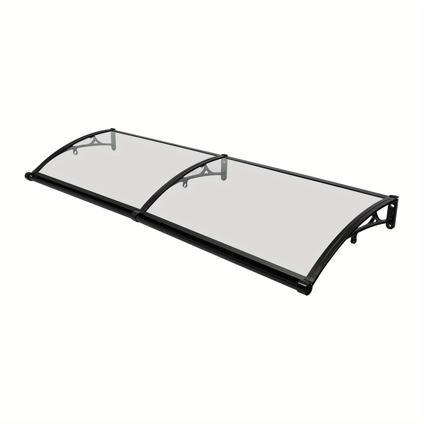Overkapping – Terrasoverkapping – Paviljoen – Pergola – Veranda – Transparant Boogvormig Dak – Aluminium Zwart Frame – Ingebouwde Goten – Stevig & Weerbestendig