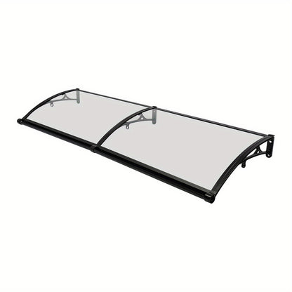 Overkapping – Terrasoverkapping – Paviljoen – Pergola – Veranda – Transparant Boogvormig Dak – Aluminium Zwart Frame – Ingebouwde Goten – Stevig & Weerbestendig