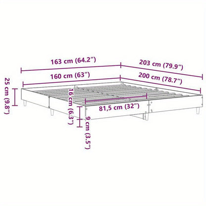 Bedframe – Houten Bed – Tweepersoonsbed – Koninklijk Bed – Eenpersoonsbed – Sonoma Eiken – 160x200 cm – Stevig en Duurzaam
