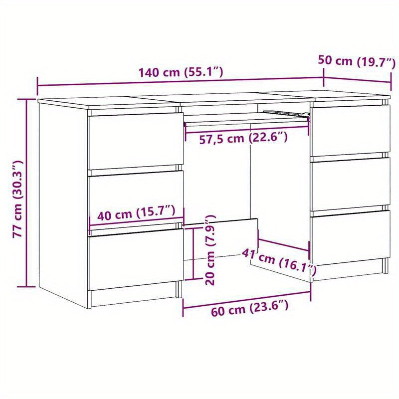Burea tafel – Computer bureau – Kantoor tafel – Werk bureau – Artisan Eikenhout – 140x50x77 cm – Massief Hout – Stijlvol Design