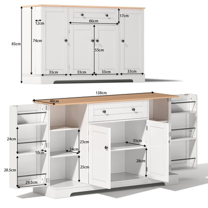 Dressoir – Buffetkast – Opbergkast – Ladekast – Kast – Ruime Indeling 138 cm – Modern Houtmateriaal Met Kantelbeveiliging