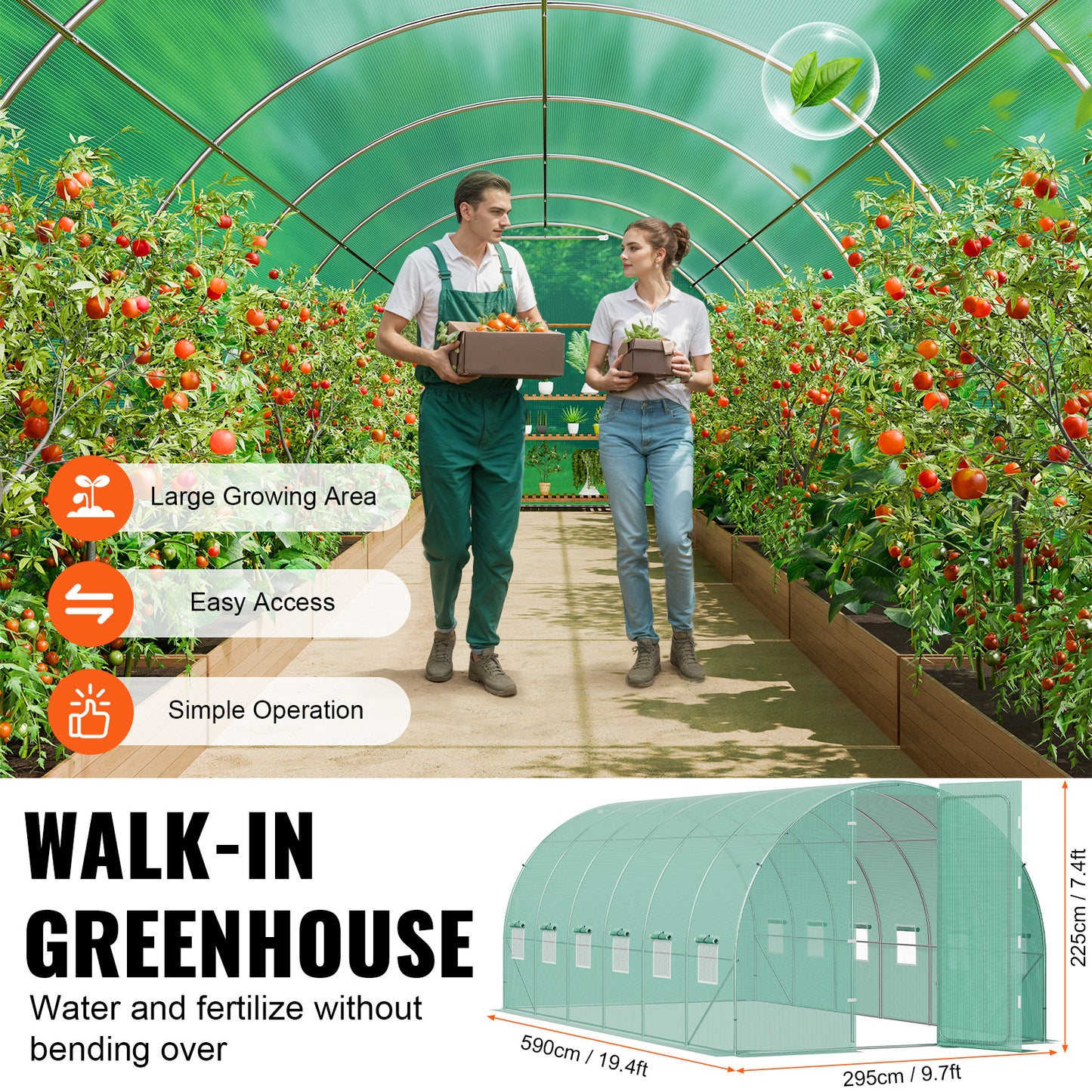 Tunnelkas – Walk-In Kas – Tuinkas – Kweekkas – Grote Afmeting – Verzinkt Frame – UV-Bestendige PE-Cover