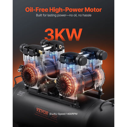 Luchtcompressor – Compressor – Pneumatische Compressor – Airpump – Compressor Machine – Zwarte Variant – Oli-vrije 3 kW Motor – 20 Gallon 90 PSI Reservoir