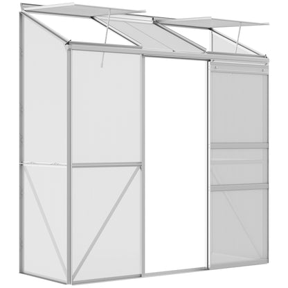 Kweekkas – Tuinkas – Broeikas – Serre – Anbouwkas – Aluminium Frame – Dubbelwandig Polycarbonaat – Verstelbare Dakramen – 190x70x200 cm – Transparant