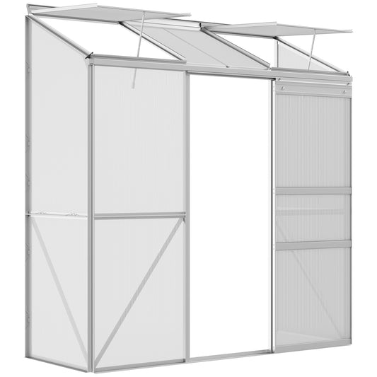 Kweekkas – Tuinkas – Broeikas – Serre – Anbouwkas – Aluminium Frame – Dubbelwandig Polycarbonaat – Verstelbare Dakramen – 190x70x200 cm – Transparant