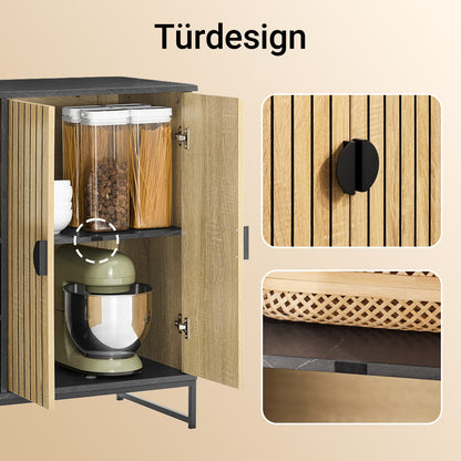 Keukenkast – Keukenbuffet – Opbergkast – Magnetronkast – Buffetkast – Met Magnetronvak en Verstelbare Plank – Eikenhout Zwart – Compact 107x85x40 cm