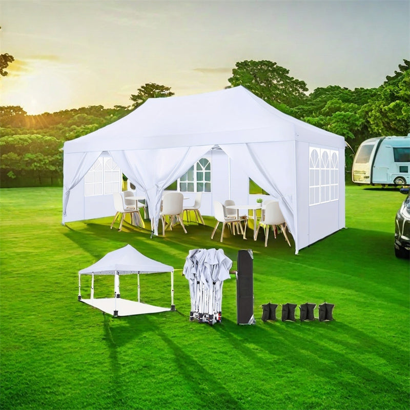 Pop-Up Zonnetent – Schaduw Tent – Tuin Tent – Evenement Tenten – 3×6 Meter – 6 Zijwanden – Stevig Legering Frame