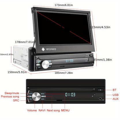Autoradio – Car Stereo – Multimedia Speler – Navigatiesysteem – Touchscreen Radio – 7-Inch Uitschuifbaar Scherm – GPS Navigatie & Achteruitrijcamera Met DVR